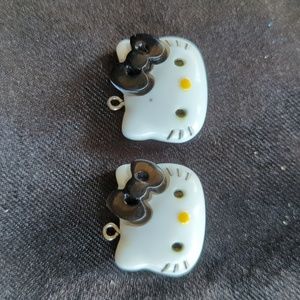 Kitty Head with Black Bow earrings